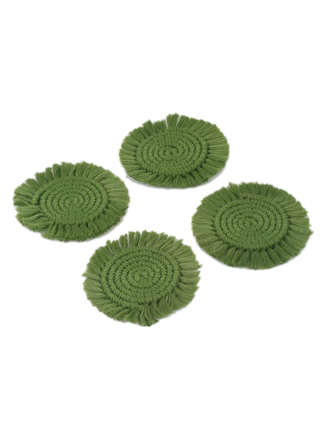 My Creative Hut Macrame Set Of 4 Round Coasters Bohemian Style, Handmade, More Absorbent, Traditional, Diwali Gifting, Multipurp